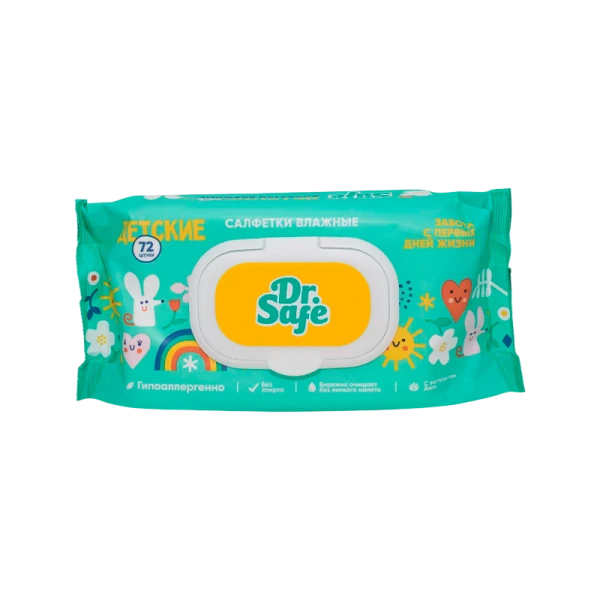 Салфетка Dr.Safe для рук детские с алоэ 72шт.