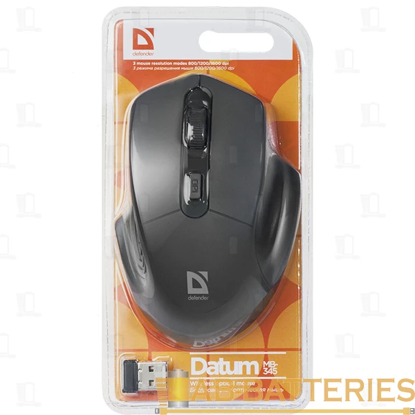 Мышь беспроводная Defender MB-345 Datum классическая USB черный (1/40)