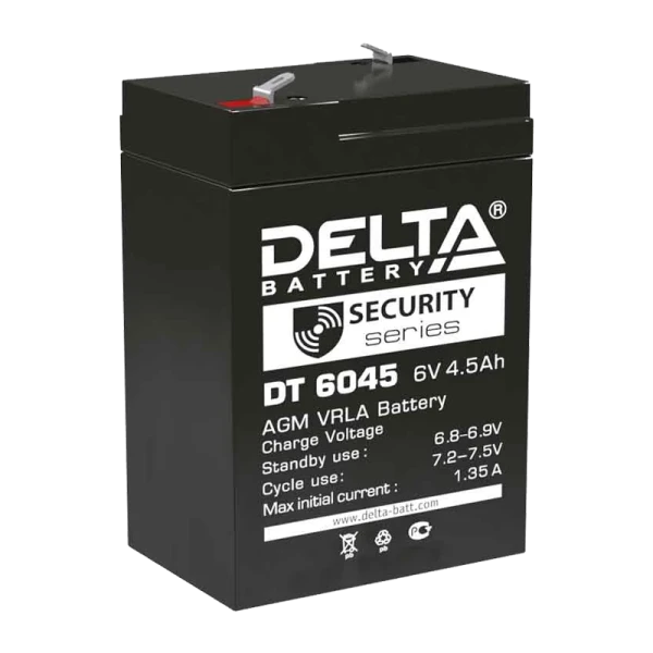 Аккумулятор свинцово-кислотный Delta DT 6045 6V 4.5Ah (1/20/720)