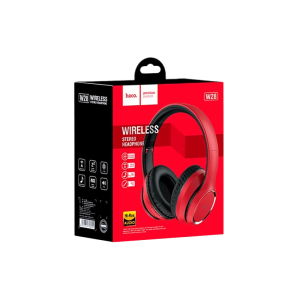 Наушники полноразмерные HOCO W28 bluetooth 5.0 с микр. microSD красный (1/30)