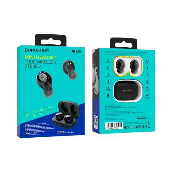 Наушники внутриканальные Borofone BE35 bluetooth 5.0 с микр. черный (1/30/120)