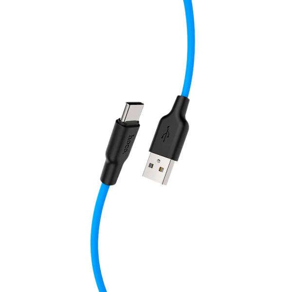 Кабель HOCO X21 Plus USB (m)-Type-C (m) 1.0м 3.0A силикон черный синий (1/28/168)