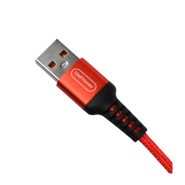 *Кабель GoPower GP02T USB (m)-Type-C (m) 1.0м 2.4A нейлон красный (1/200/800) 