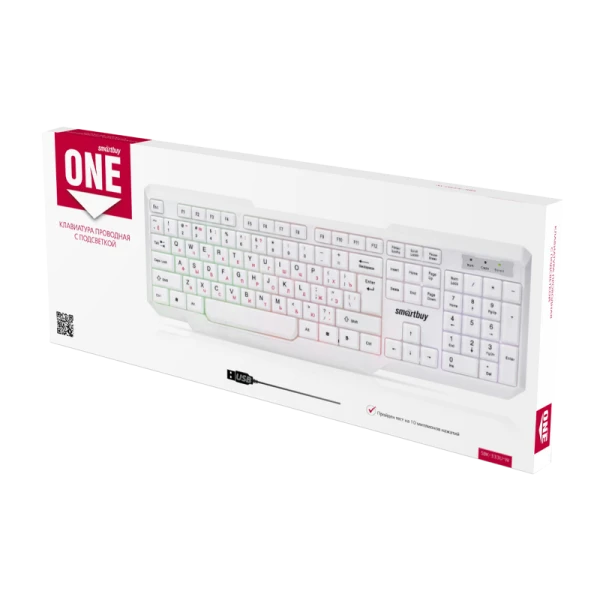 Клавиатура проводная Smartbuy 333 ONE классическая USB белый (1/20)