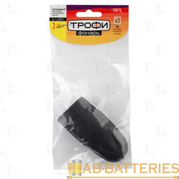 Фонарь универсальный Трофи TBP1L 1W 1LED от батареек черный (1/25/300)
