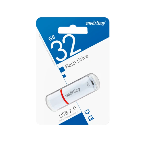 Флеш-накопитель Smartbuy Crown 32GB USB2.0 пластик белый