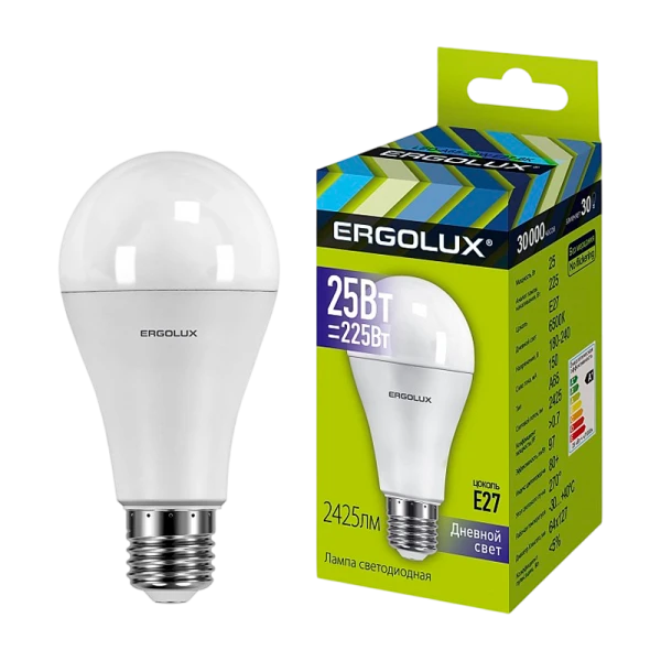 Лампа светодиодная Ergolux A65 E27 25W 6500К 172-265V груша ЛОН