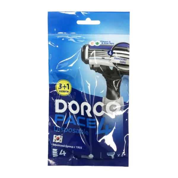 Бритва DORCO PACE4 4 лезвия пластиковая ручка 3+1шт. (1/12/24)