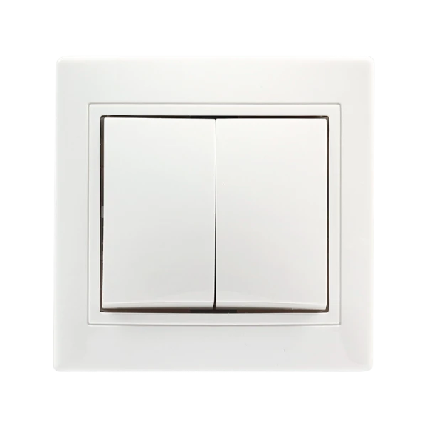 Выключатель Smartbuy 2-клавишный 10А белый, керамика "Венера"