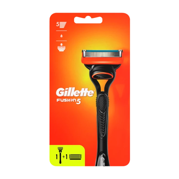 Бритва Gillette FUSION 5 лезвий 2 кассеты прорезиненная ручка ENG (1/6)