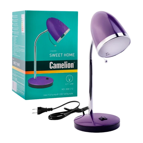 Светильник настольный Camelion KD-308 40W 230V E27 на основании фиолетовый (1/12)