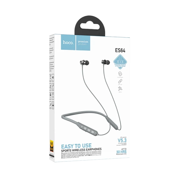 Наушники внутриканальные HOCO ES64 bluetooth 5.3 с микр. спорт. серый (1/150)