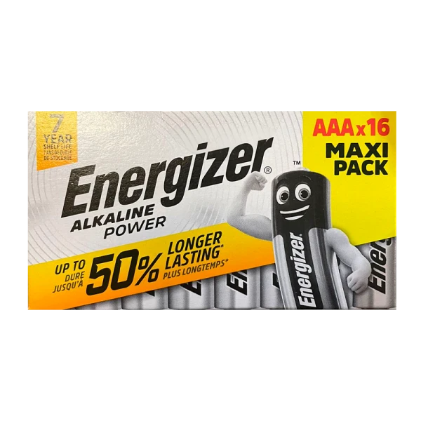 Батарейка Energizer Alkaline power LR03 AAA BOX16 Alkaline 1.5V (16/192/9216/64512)