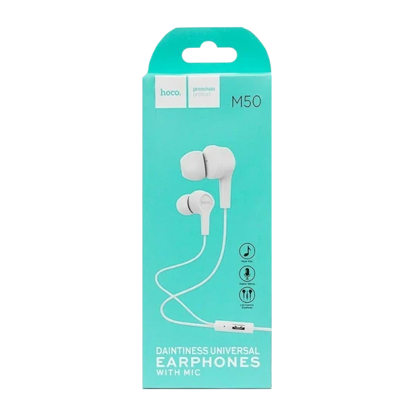 Наушники внутриканальные HOCO M50 с микр. белый (1/21/210)