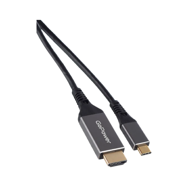 Кабель GoPower Type-C (m)-HDMI (m) 2.0м ПВХ 4K 60Hz черный Premium Zip-Lock c подвесом (1/100)