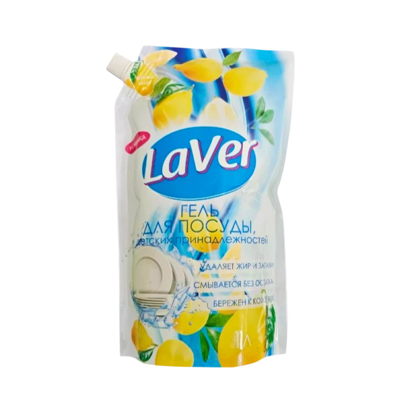Гель для мытья посуды и детских принадлежностей LaVer Лимон 1л дой-пак (1/6/90)