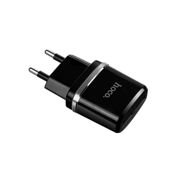 Сетевое З/У HOCO C12 2USB 2.4A черный (1/10/100)