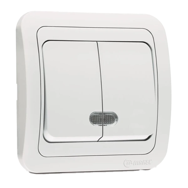 Выключатель Makel Light Mimoza 2-клав.10A пластик белый 12023 (1/12)