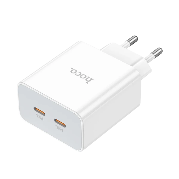 Сетевое З/У HOCO C108A 2Type-C 35W с кабелем Type-C-Type-C белый (1/22/220)