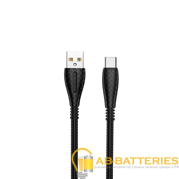 Кабель Borofone BX38 USB (m)-Type-C (m) 1.0м 3.0A TPE черный (1/360)
