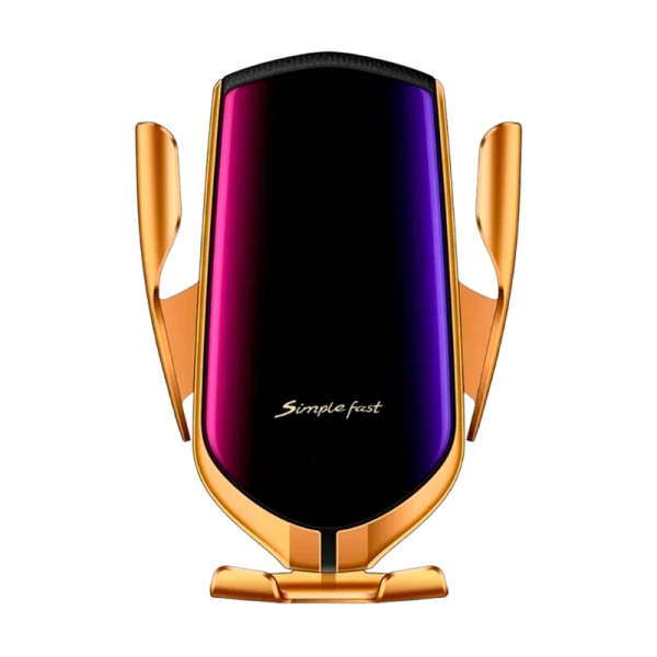 Держатель автомобильный Без бренда R1 в воздуховод беспр. зар. Qi золотой (1/50)