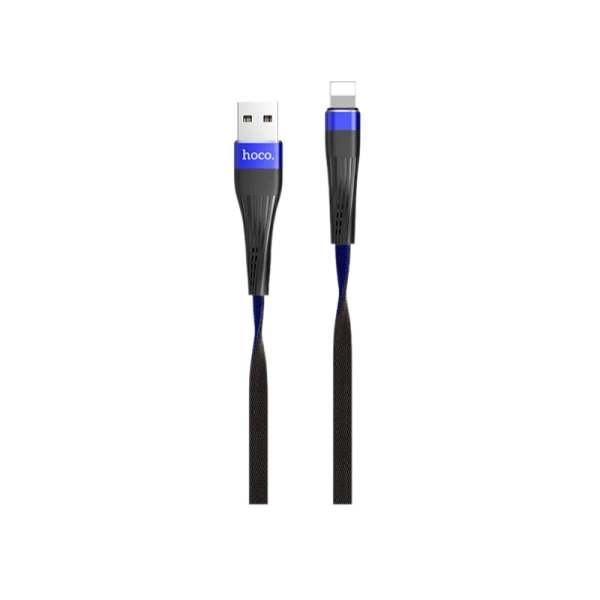 Кабель HOCO U39 USB (m)-Lightning (m) 1.2м 2.4A нейлон синий (1/24/240)
