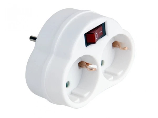 Разветвитель JAZZway AD-2GS 2р.С/З 16A со шторкой белый