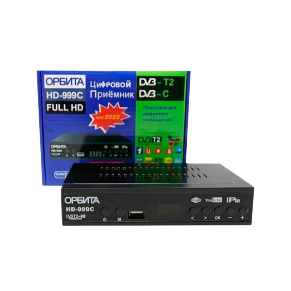 Приставка для цифрового ТВ Орбита HD-999C DVB-T/T2 металл черный (1/60)