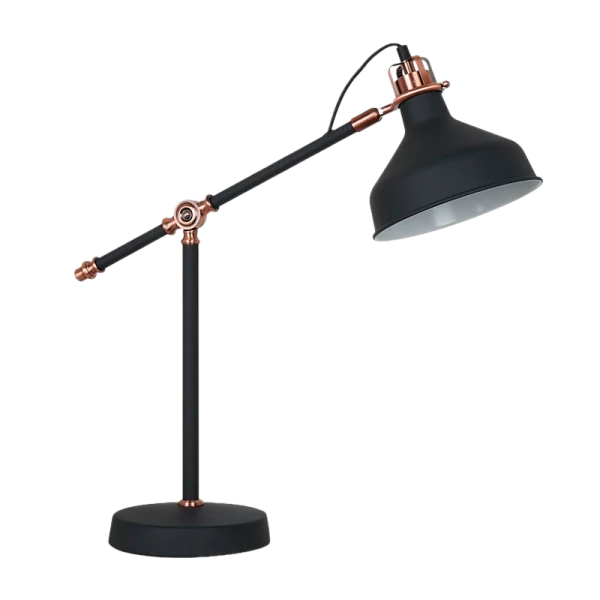 Светильник настольный Camelion KD-425 Amsterdam 40W 230V E27 на основании черный медный