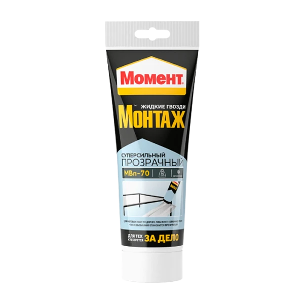 Монтажный клей Момент МВП-70 185г суперсильный прозрачный (1/12/1296)