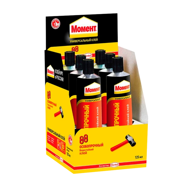 Клей Момент 88 125мл универсальный особопрочный BOX6 шоу-бокс (6/48)