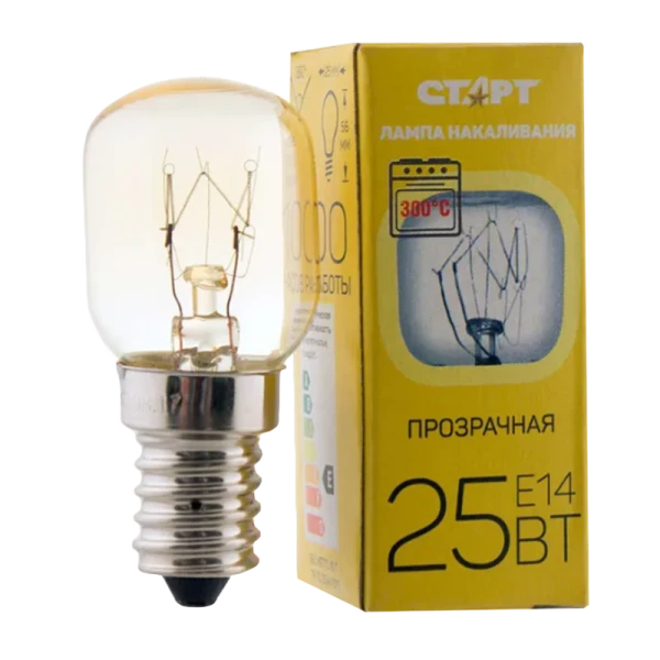 Лампа накаливания Старт E14 25W 2700К 230V OVEN для духовок прозрачная