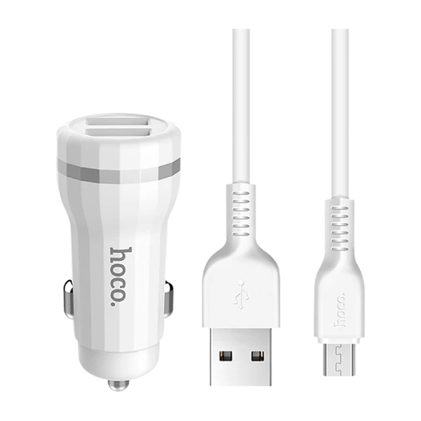 Автомобильное З/У HOCO Z27 2USB 2.4A белый (1/10/100)