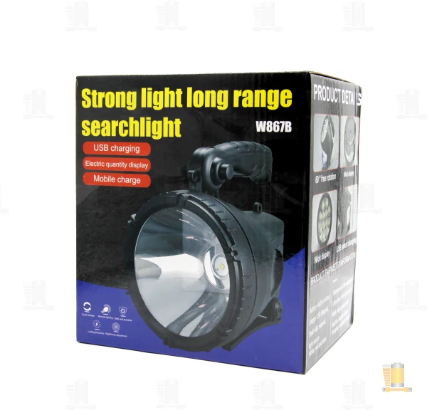 Фонарь прожектор Без бренда W867A от аккумулятора водонепроницаемый черный