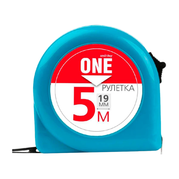 Рулетка измерительная Smartbuy ONE Tools 5м*19мм пластик фиксатор голубой (1/72)