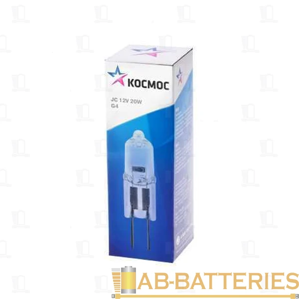 Лампа галогенная Космос G4 20W 3000К 12V капсула прозрачная (1/100/1000)