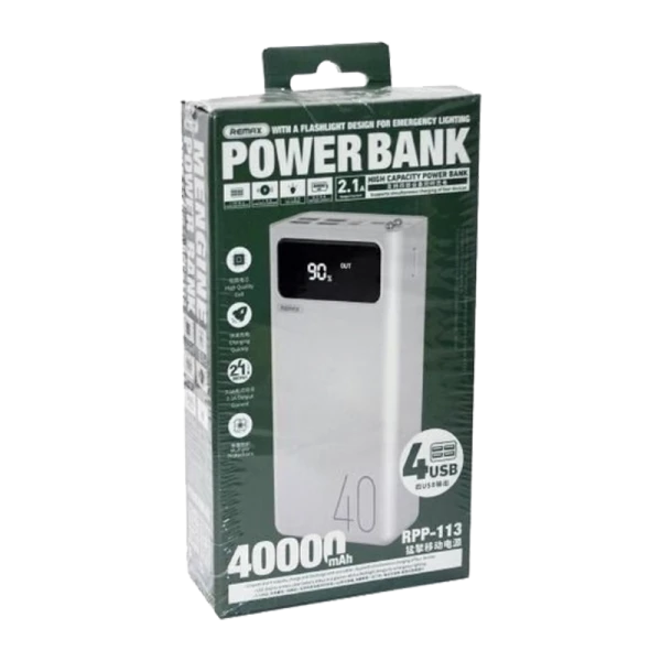 Внешний аккумулятор Remax RPP-113 Mengine 40000mAh 4USB белый (1/21)