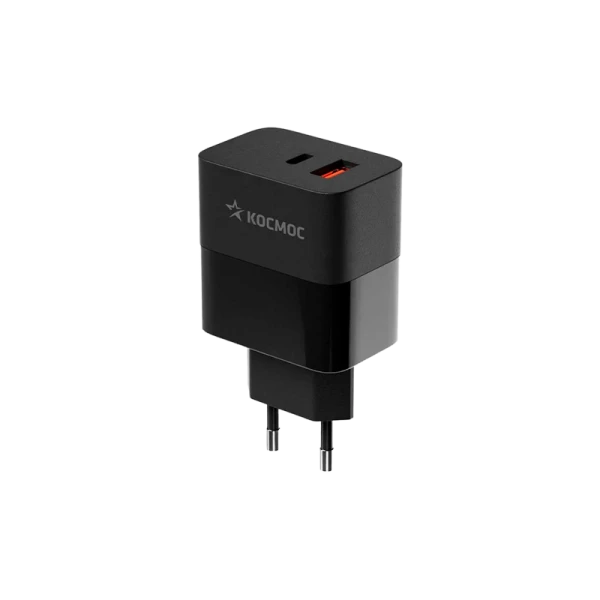 Сетевое З/У Космос 1USB/Type-C 30W QC3.0 / PD3 черный (1/40/80)