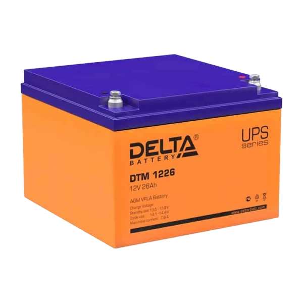 Аккумулятор свинцово-кислотный Delta DTM 1226 12V 26Ah (1/2)