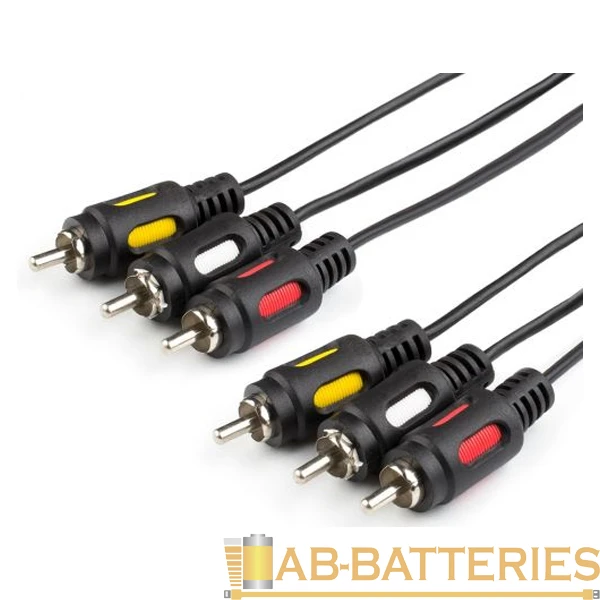 Кабель Atcom AT0712 3xRCA (m)-3xRCA (m) 3.0м силикон черный в пакете (1/10/200)