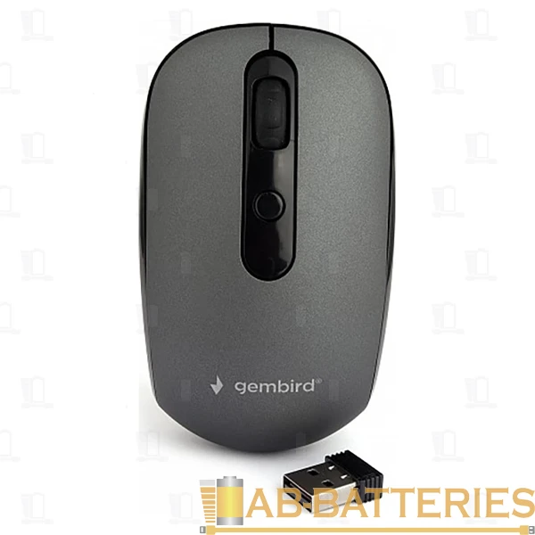 Мышь беспроводная Gembird MUSW-355-Gr классическая USB бесшумная черный (1/40)