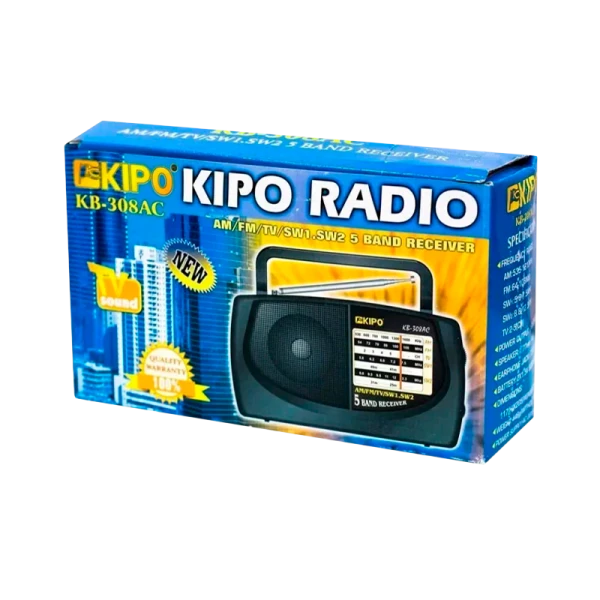 Радиоприемник KIPO KB-308AC пластик Jack3.5 черный (1/40)