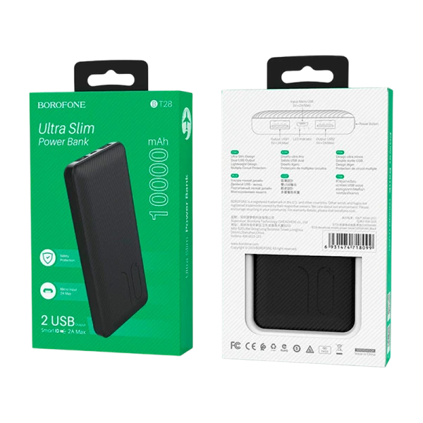 Внешний аккумулятор Borofone BT28 10000mAh 2.0A 2USB черный (1/37)