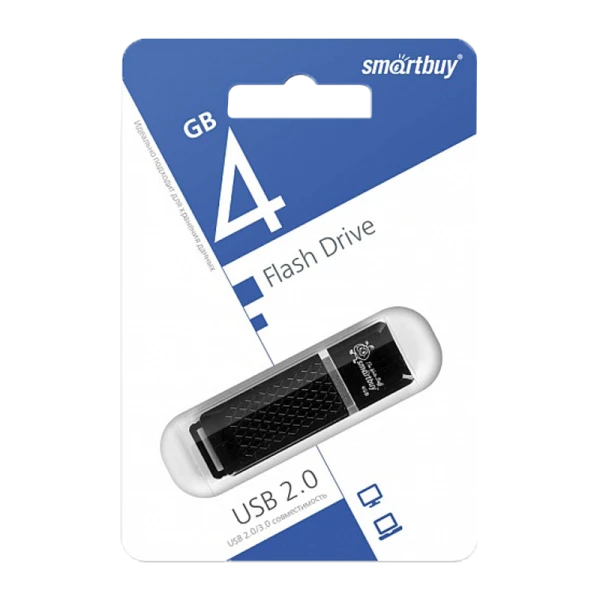 Флеш-накопитель Smartbuy Quartz 4GB USB2.0 пластик черный