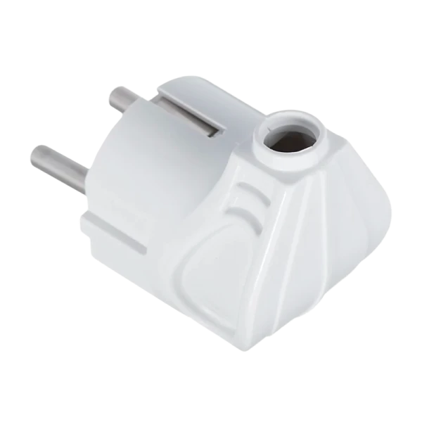 Вилка электрическая Makel С/З угловая белый 10027 (1/125)