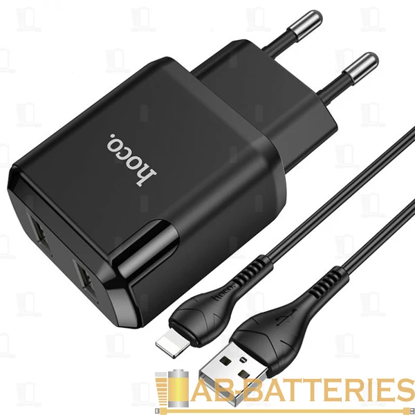 Сетевое З/У HOCO N7 2USB 2.1A с кабелем Type-C черный (1/12/120)