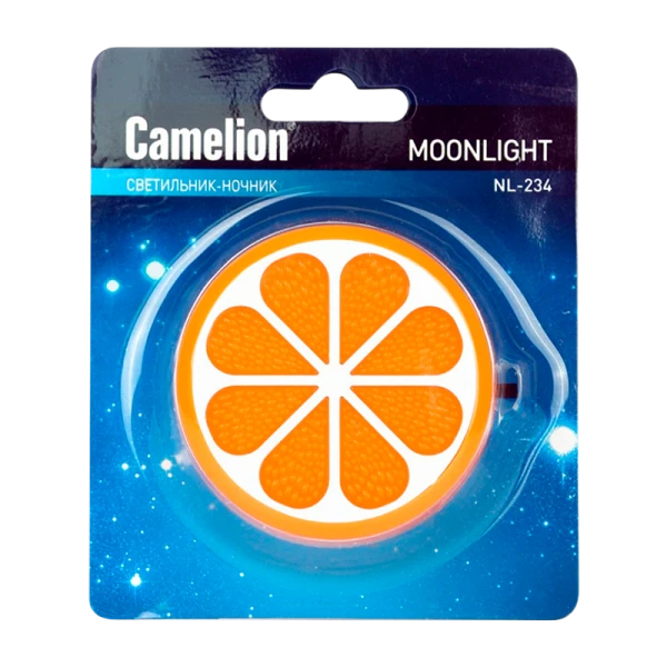 Ночник Camelion NL-234 "Апельсин" 1LED 0.5W 4.5V в розетку оранжевый (1/24/72)