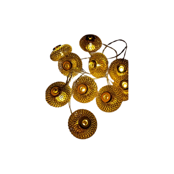 Гирлянда Космос Фонарики золото 10LED 1,8+0,3м 5*3cm белый теплый (1/24)