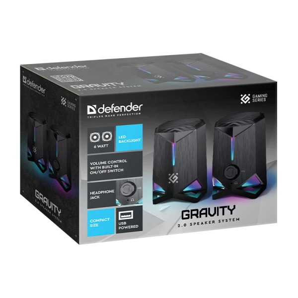 Колонки 2.0 Defender Gravity 6W подсветка USB (1/20)