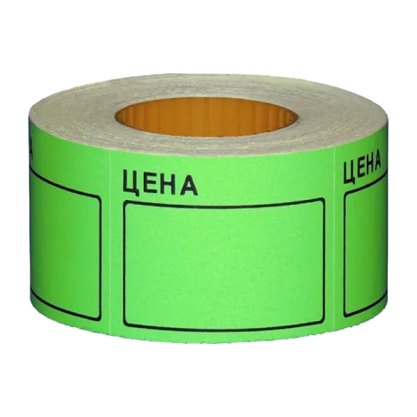 Этикет-лента 50 мм х 40 мм "Цена" (350 этикеток /рол.), зеленая, AVIORA (цена за 1 рулон) (5/100)